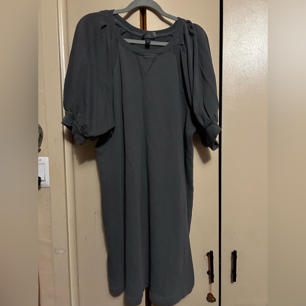 Universal Thread Gray Sheath Dress with Puff Sleeves